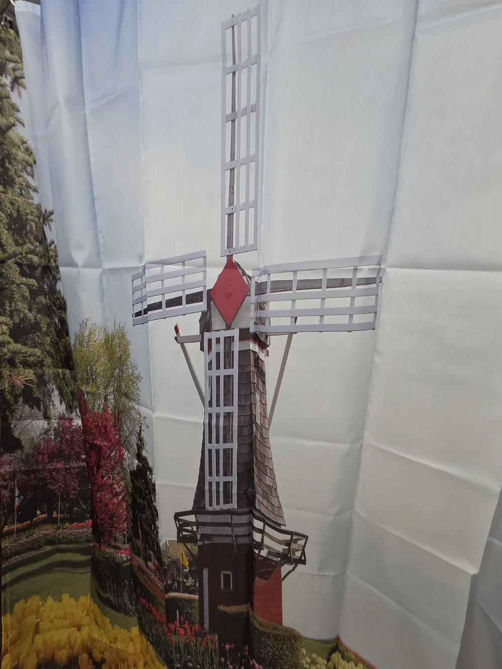 Tulip Field Windmill Water Resistant Fabri. Shower Curtain